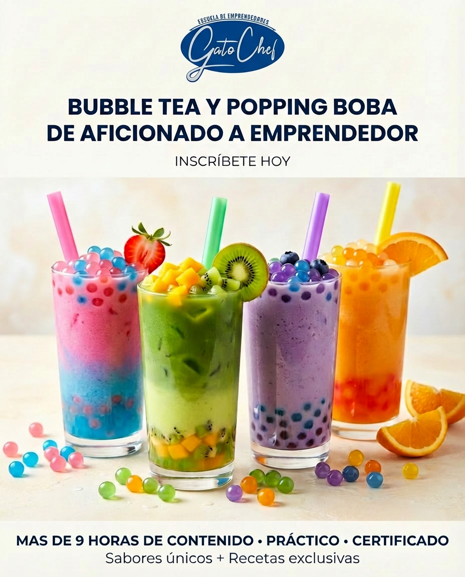 Portada Bubble Tea Logo Gato Chef